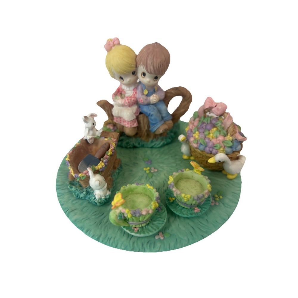 Precious Moments Garden Tea Party Mini Tea Set Figurine Display Enesco 1997